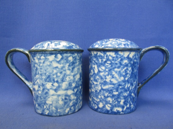 Art Pottery Stangl Town & Country Blue Salt and Pepper Shakers  - Ca. 1970's   – 3” Tall x 2 3/4” DI