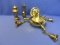 Brass Lot: One 4-Bulb Ceiling Chandelier Fixture, Solid Brass Bud Vase & Brass & Glass Votive Lanter