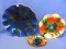 3 Vintage Decorative Colorful Plates (foil)  in the style of Italian Glass  - 15” , 11” DIA & 6 1/4”