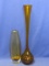 15” Tall Amber Glass Vase (Enesco) & 9” Tall 9 Sided Glass Bud Vase