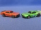 2 1969 Mattel Hotwheels Sizzlers Redlines – Firebird Trans-Am with decals (some faded) & Boss 302