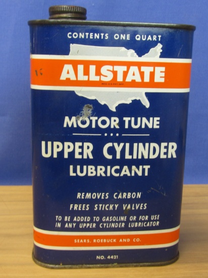Allstate 1 Quart Motor Tune Upper Cylinder Lubricant Tin – Sears, Roebuck & Co. – 7 1/2” T