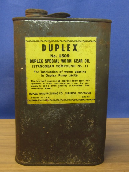 Duplex Special Worm Gear Oil Tin – Duplex Manufacturing Co. Superior, Wisconsin – 7 1/2” T
