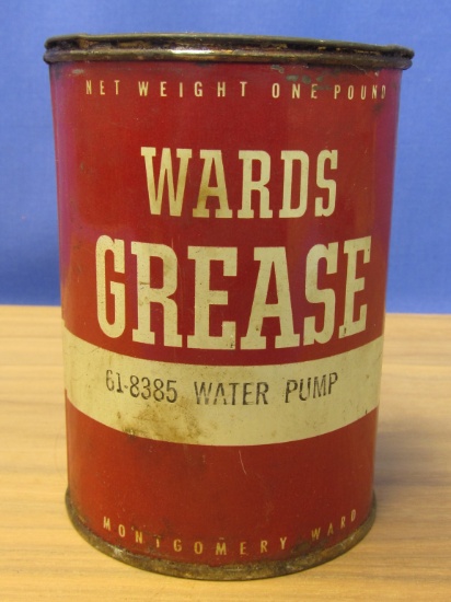 Vintage Tin: Wards One Pound Net Wt. Grease (Water Pump) – Some Contents – Stands 4 1/2” T x 3 1/2”