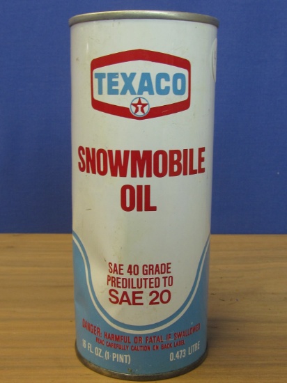 Vintage Texaco Snowmobile Oil 1 Pint Unopened Tin – Stands 6 1/4” T x 2 3/4” DIA