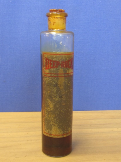 Vintage Glass Bottle of Corked  Oil : Deep Rock “Air Mace SAE #20” – Full