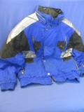 Weekends Brand 100% Nylon Ski Jacket – Size L – Quilted silver Lining, Royal Blue & Black Outside