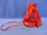 Red Leather “Geldbeutel” style Evening Bag – Draw-string Closure – Over Shoulder Strap