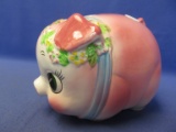 Vintage Ceramic Piggy Bank – ca. 1960's – minus original rubber belly plug –  5 1/2” L X 5” W X 5” T