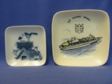 M/S Nordic Prince 4 1/2” Sq Pin/Trinket Dish & Royal Copenhagen 3 1/4” Sq Plaque Storks Nesting