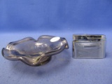 Vintage Bentley Lighter (Made in Austria) & Hand-Blown Glass Ashtray 4” DIA