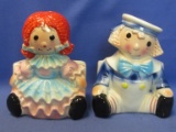 Vintage Raggedy Ann & Raggedy Andy Ceramic Planters by Rubens Original Imported from Japan