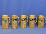 5 Vintage 7 1/4” T Beer steins – Made in Japan