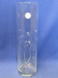 Naked Lady Vase -Stands 8 3/4” Tall – Ringed with 3 Dancing Nude figures in Relief – Clear Glass