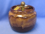 Brown Drip Glazed Tobacco Humidore (w/ Vanilla Scent) Appx 6” T w/ Top  5” DIA