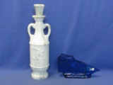 Vintage 1970's Jim Beam Discus Thrower Decanter (13” T) & Avon Oland Afterhave Sailing Ship Bottle 5