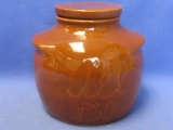 Vintage “It'll Do” Ceramic “Bean-pot” shaped Jar – appx 1 Quart – about 5 1/2