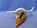 Desktop Decoration: Metal Swordfish Pen Stand  (Fish can be used as letter opener) 3 1/2”T x 8” W X