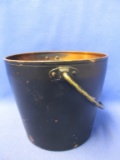 Vintage Black Finished Copper Pail – Marked “Solid Copper WB” on the bottom 5” T x 6” DIA + Brass ha