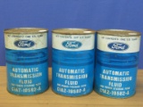 3 Vintage 1 Quart Metal Cans of Ford Automatic Transmission Fluid – All Full