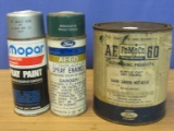 Vintage Auto Paints: 1 Quart Can Fo Mo Co AE 60 Dark Green Metallic, Spray (same color), Mopar Blue