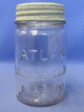 Vintage Hazel Atlas Canning Jar (1 Pint) Mason with the “Atlas EDJ Seal” Glass inside metal ring lid