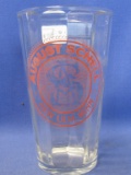 Vintage August Schell New Ulm Ribbed Beer Glass 5 ¾ T with a  3 1/2” DIA mouth