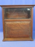 Antique Wooden Display Case 12” T x9” Deep X 11 3/4” W – Has 2 shelves under the Display Window (sto