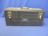Vintage Homak Flat Topped Metal Tool Box with Red Metal Removable Tray ca. 1960's