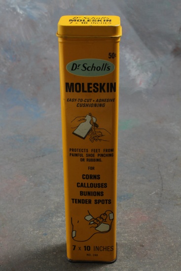 1968 Dr. Scholl's Moleskin Advertising Tin with Original Contents