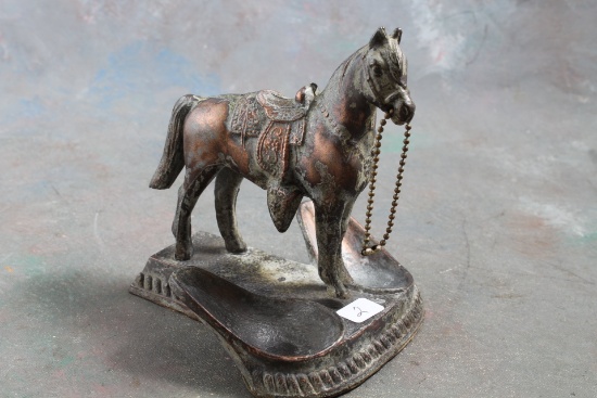 Vintage Bronze Horse Figural Tobacco Dual Pipe Holder