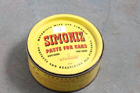 1950's 60's SIMONIZ PASTE FOR CARS Advertising Tin Vibrant Graphics
