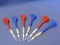 Set of 6 Plastic Tipped NOMAC Darts – 3 Blue & 3 Red – Good Condition