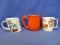 3 Vintage Mugs:Orange USA Pottery w/ D Handle, Strawberry Shortcake (Deca Elizabeth NJ) & V-8