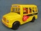 1991 Fisher Price School Bus Toy – Door and Sign open and Dog turns Head – 13” x 6” x 6 ½”