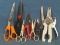 Lot of Scissors and Cutting Tools – Hole Punch, Snips, Scissors, 10 Items – Variety of Sizes & Uses