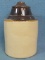 Brown Top Stoneware Canister with Lid – The Weir – Measures 9” tall and 5 ½” diameter