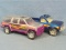 Two Nylint Toy Cars -  One Purple Plastic Bass Chaser, One Metal 4/4 Sun Chaser – 8” long