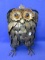 Vintage Brutalist Owl Sculpture – Metal w/ Glass eyes – 12 1/4”T – As shown