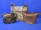 3 Leather Purses/Hand Bags – 1 w/ Painted/Tooled Flowers, 1 Costa Rica, 1 Moraccan – Good used condi