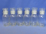 6 Glass Spice Bottles 4” tall with Stoppers – Great for Crafting/small parts/ beads/ glitter etc.