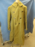 Vintage  Green Wool Army Great- Coat – As in Photos – some moth holes/discoloration