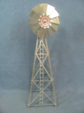 Decorative Metal Windmill -  Stands 17” tall – Appears to be Galvanized Steel – No Visible Markings