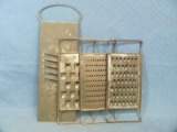 Four Vintage Metal Cheese/Vegetable Graters – Different sizes – Each about 11” x 4 ½”