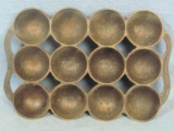 Cast Iron Mold – Unsure of Specific Use – 12 Half Circles and 2 ¼” diameter – Marked 6 and P