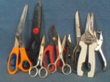 Lot of Scissors and Cutting Tools – Hole Punch, Snips, Scissors, 10 Items – Variety of Sizes & Uses