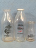Three Marigold Glass Bottles – Two One Quart Bottles and one Half Pint - “Quality Checked”