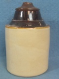 Brown Top Stoneware Canister with Lid – The Weir – Measures 9” tall and 5 ½” diameter
