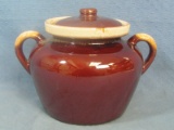 McCoy USA Pottery Vintage Brown Drip Ware Cookie Jar / Bean Pot – Marked #342 – w/ Lid – 7” tall
