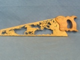 Decorative Wood Item in Shape of Saw with cut out Horse running to barn scene – 15 ½” long, 4” tall